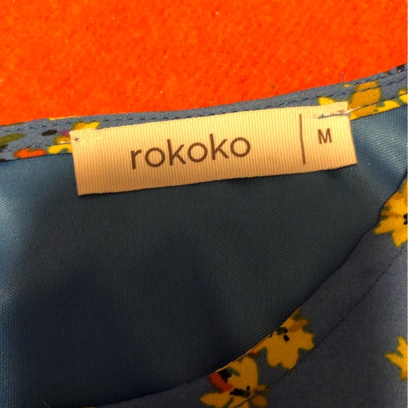Rokoko blue and yellow retro floral fit and flare summer dress NWT - Picture 3 of 6